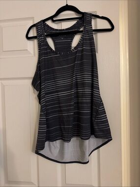 Athleta Charcoal and Light Gray Striped Racerback Tank
